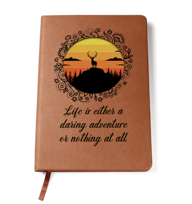 Adventure journal featuring deer at sunset